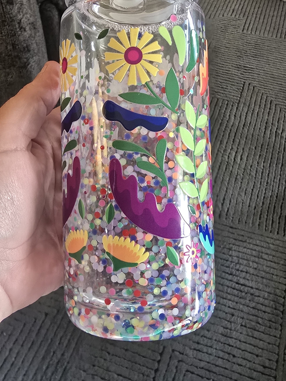Colorful Floral Confetti Snow Globe Tumbler - Picture 3 of 4